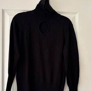 Black Turtleneck Sweater with Keyhole Detail